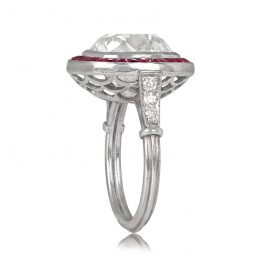 Antique Cushion Cut and Ruby Halo Engagement Ring - Sussex Ring