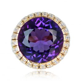 13.54ct Natural Round Amethyst 18k Yellow Gold Mounting 11477-TV-1000PX
