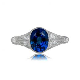 Estate Sapphire Platinum Ring 11592 TV