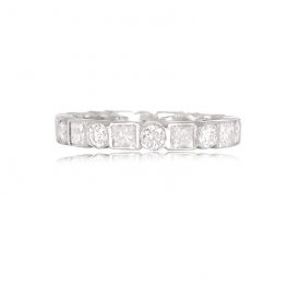 Alfred Band Top View Diamond and Platinum Band