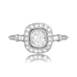 Platinum and Antique Cushion Cut Engagement Ring - Matera Ring