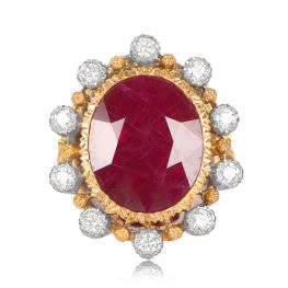 Natural Ruby and Diamond Buccellati RIng Top View