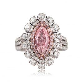 Marquise Cut Fancy Pink Diamond Ring - Scandia Ring 12070M TV