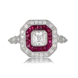 Double Halo Asscher Cut Ring Walton Ring Top View