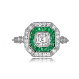 Asscher Cut Diamond and Double Halo Ring Atlanta Ring Top View