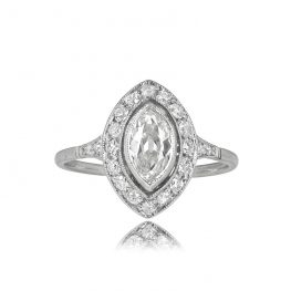 Bezel Set Antique Marquis Diamond Engagement Ring Howden Ring Top View 12188_TV