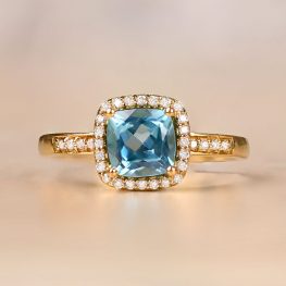 0.90ct Topaz and Yellow Gold Ring - Lagoon Ring