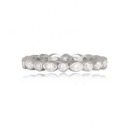 Marquise and Round Brilliant Diamond Eden Band Top View