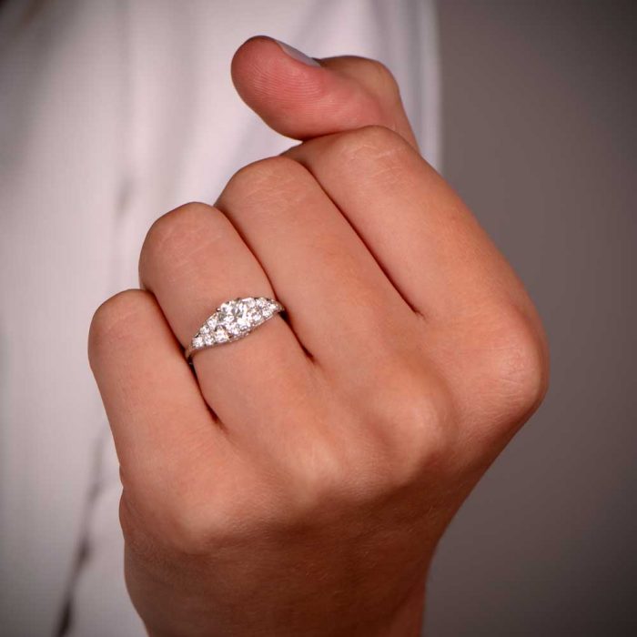 Old European Diamond Ring Artistic Hand Picture - Groton Ring