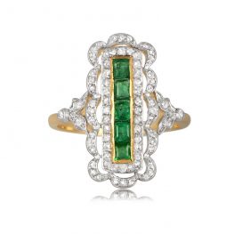 Emerald and Diamond Wilmington Ring Top View