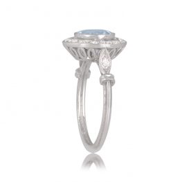1-Carat Round Aquamarine Halo Diamond Engagement Ring TV 12614
