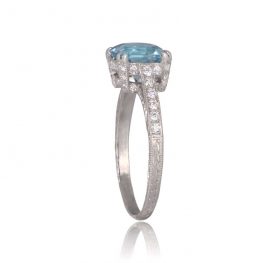 1.40ct Asscher Aquamarine and Diamond Ring TSV 12837