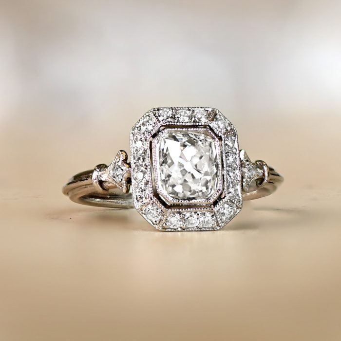 Antique Cushion Cut Diamond Halo Platinum Engagement Ring 12916-artistic-1000