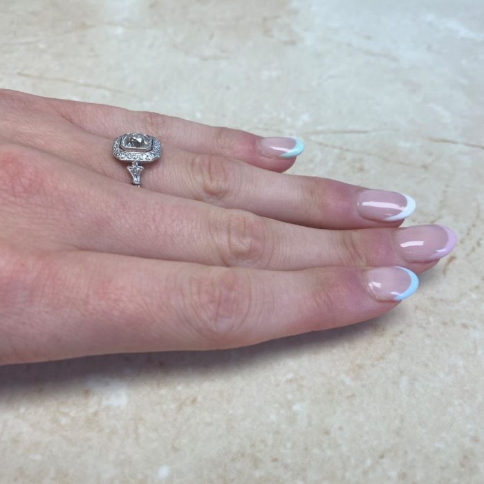 Antique Cushion Cut Diamond and Platinum Ring - Tuena Ring