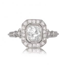 1.07 carat Antique Cushion Cut Diamond Halo Engagement Ring TV 12916