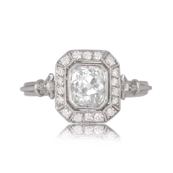 1.07 carat Antique Cushion Cut Diamond Halo Engagement Ring TV 12916