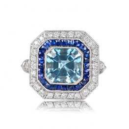 1.97ct Aquamarine Engagement Ring Double Halo - Delta Ring
