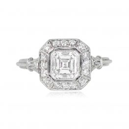 0.84ct Asscher Cut Diamond Halo Ring - Bolton Ring 13035 TV