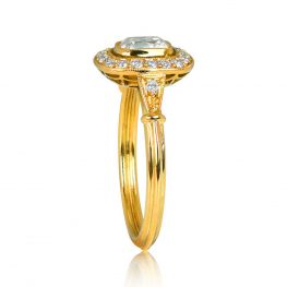 18k Yellow Gold Triple Wire Shank Diamond Halo 13054- TSV