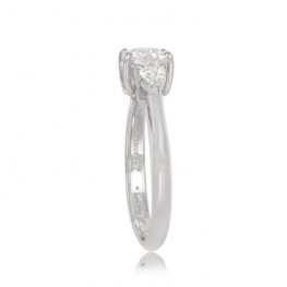 Estate Platinum, Round Brilliant Cut, and Pear-Shape Diamond Tiffany Ring