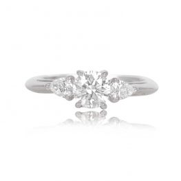 Three Stone Round and Pear-Shape Tiffany Ring Top View