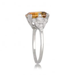 Original Art Deco 5ct Citrine and Platinum Ring Cicero Ring
