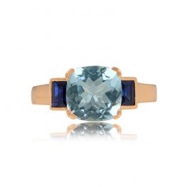 Aqua Sapphire and Gold Ring Wyoming Ring