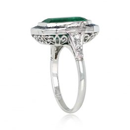 4.49ct Columbian Emerald Sapphire Halo Ring - Greenhaven Ring 13249 TSV