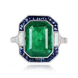 Emerald Cut Columbian Emerald Cocktail Ring - Greenhaven Ring 13249 TV
