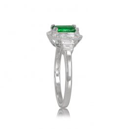 Baguette Halo and Emerald Ring Littleton Ring