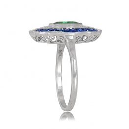 Platinum and Gemstone Egyptian Revival Ring - Scarab Ring