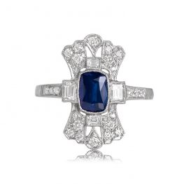 Ornate 1.15ct Sapphire Platinum Ring and Diamonds 13276 TV