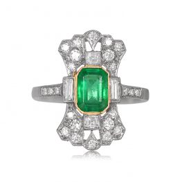 1.00ct Emerald Ring with diamonds 13277 TV