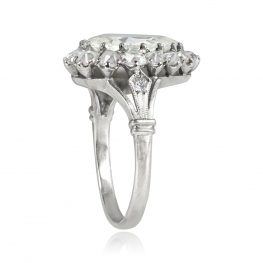 Platinum and Diamond Cluster Ring Shafton Ring Top Side View