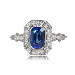 Sapphire and Diamond Halo Ring Portland Ring 13311 TV