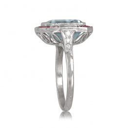 Aquamarine and Ruby Halo Cocktail Ring 13313 TSV