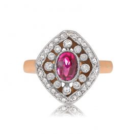 Edwardian Antique Ruby Lozenge Shape Ring - Corbette Ring