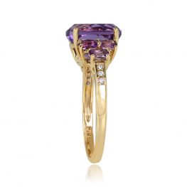 Diamond And Natural Amethyst Accenting 18k Yellow Gold Ring 13406-TSV-1000PX