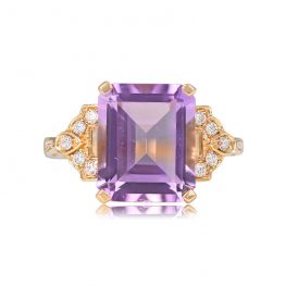 Amethyst and Yellow Gold Engagement Ring - Lucille Ring