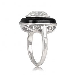 Platinum Diamond and Onyx Engagement Ring - Kent Ring