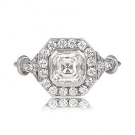 Asscher-Cut Diamond Ring Rockaway Ring Top View