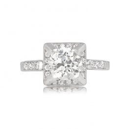 French Retro Pyramid Halo Engagement Ring - Metz Ring