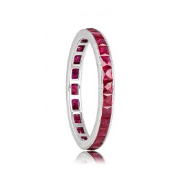 Platinum and Ruby Eternity Wedding Band - Banff Band