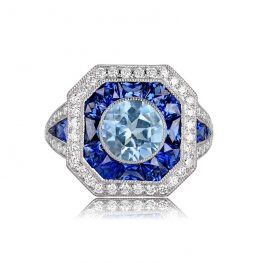 Aquamarine and Sapphire Ring Woodlands Ring