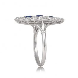 Edwardian Platinum Sapphire and Diamond Ring - Norfolk Ring