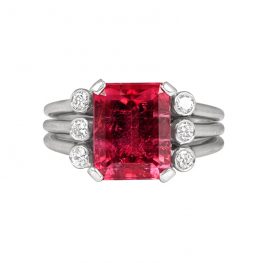 Vintage 3.52ct Rubelite and Diamond Ring - Piedmont Ring