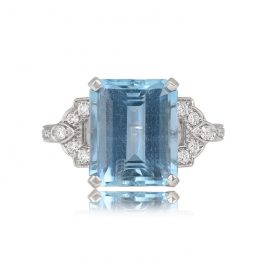 5.80ct Emerald Cut Aquamarine Geometric Ring - Avenida Ring