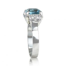 Platinum Diamond Aquamarine Retro Era Ring Circa 1930 13489-TSV