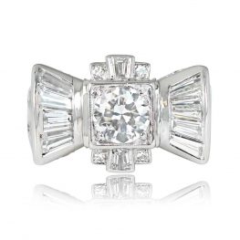 Platinum and Diamond Bow-Tie Ring Palmetto Ring 13494