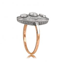 Antique Victorian Silver on Gold Ring - Groveland Ring 13498 TSV